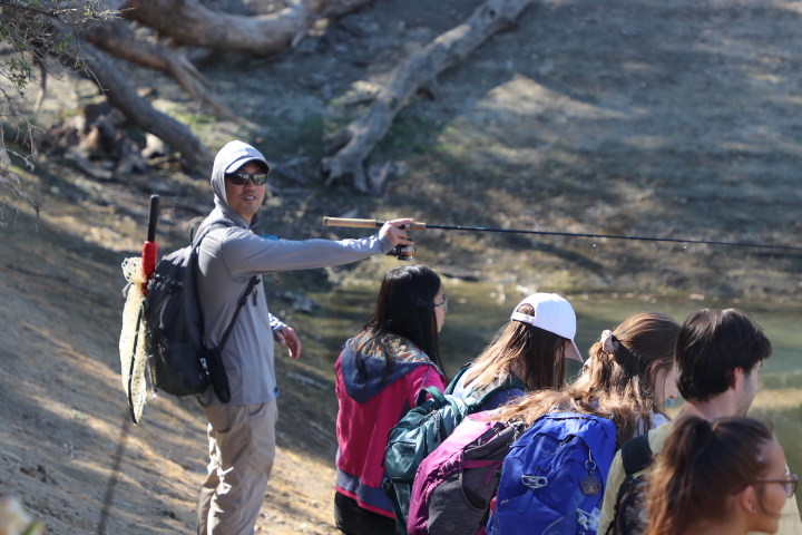 Dr. Yang sharing information about Lake Berryessa.
