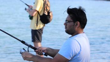 Shivam Gupta casting at Lake Berryessa
