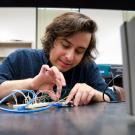 Students try their hand at high-tech fabrication in the UC Davis Department of Physics. Photo credit T.J. Ushing.